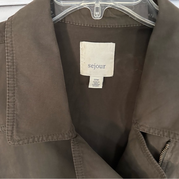 Sejour - Sz 22W Olive Green Moto Jacket With Zippered Pockets - Picture 2 of 5